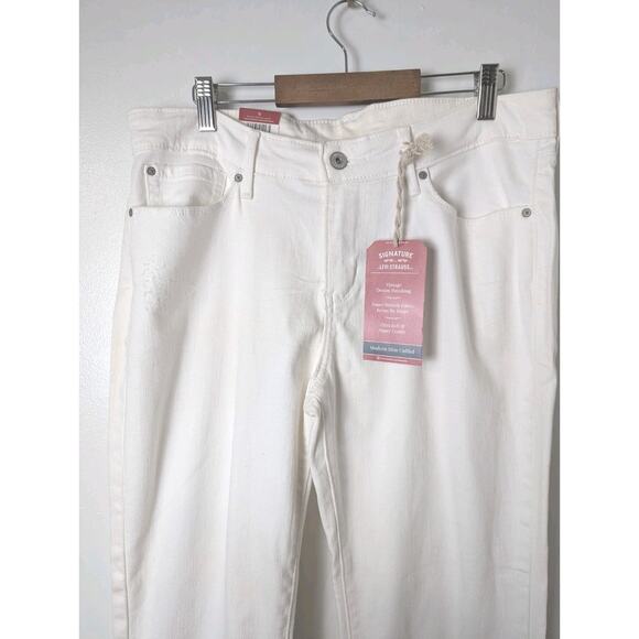 Levi's Modern Slim Cuff White Denim Jeans Size 12 Distressed Stretch NEW - Picture 4 of 10
